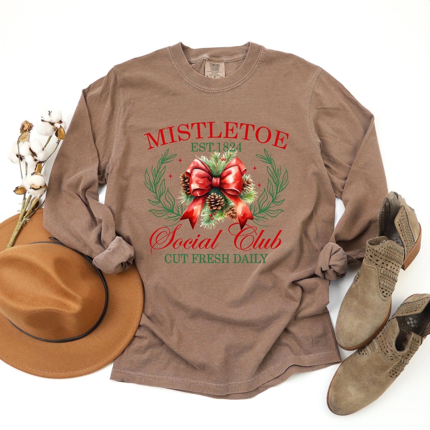 Coquette Mistletoe Social Club | Garment Dyed Long Sleeve