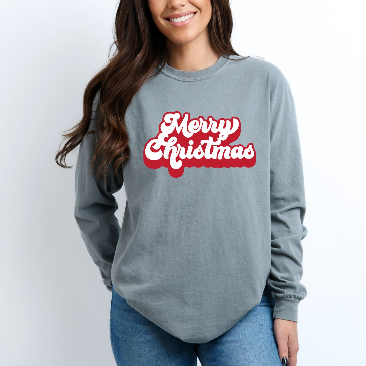 Retro Merry Christmas | Garment Dyed Long Sleeve