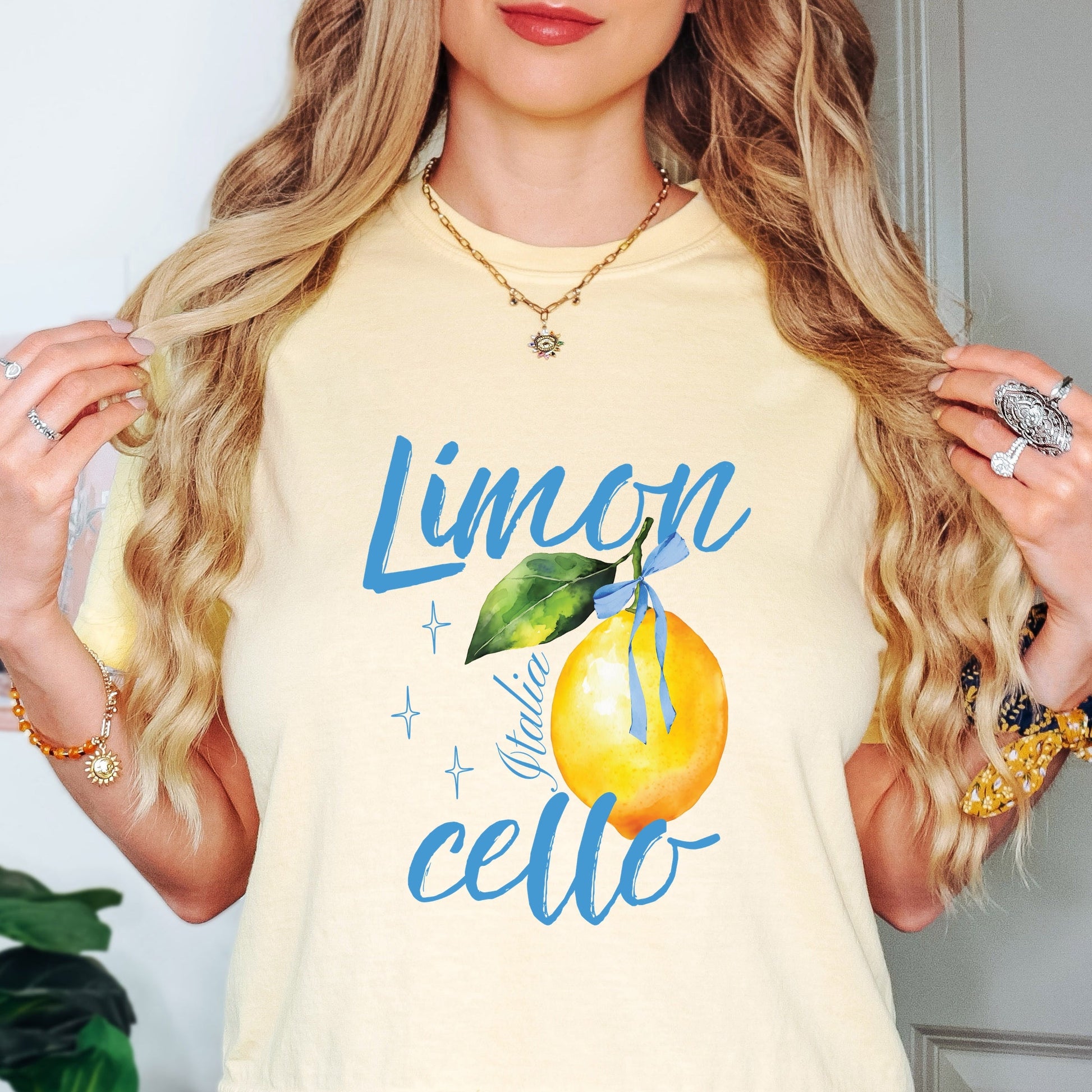Limoncello Watercolor - Women's Boxy Crop Top Graphic T-Shirt