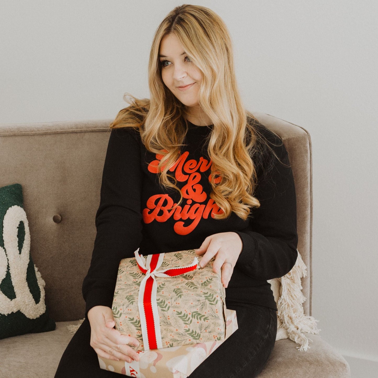 Merry & Bright- Red Puff Ink | Sweatshirt