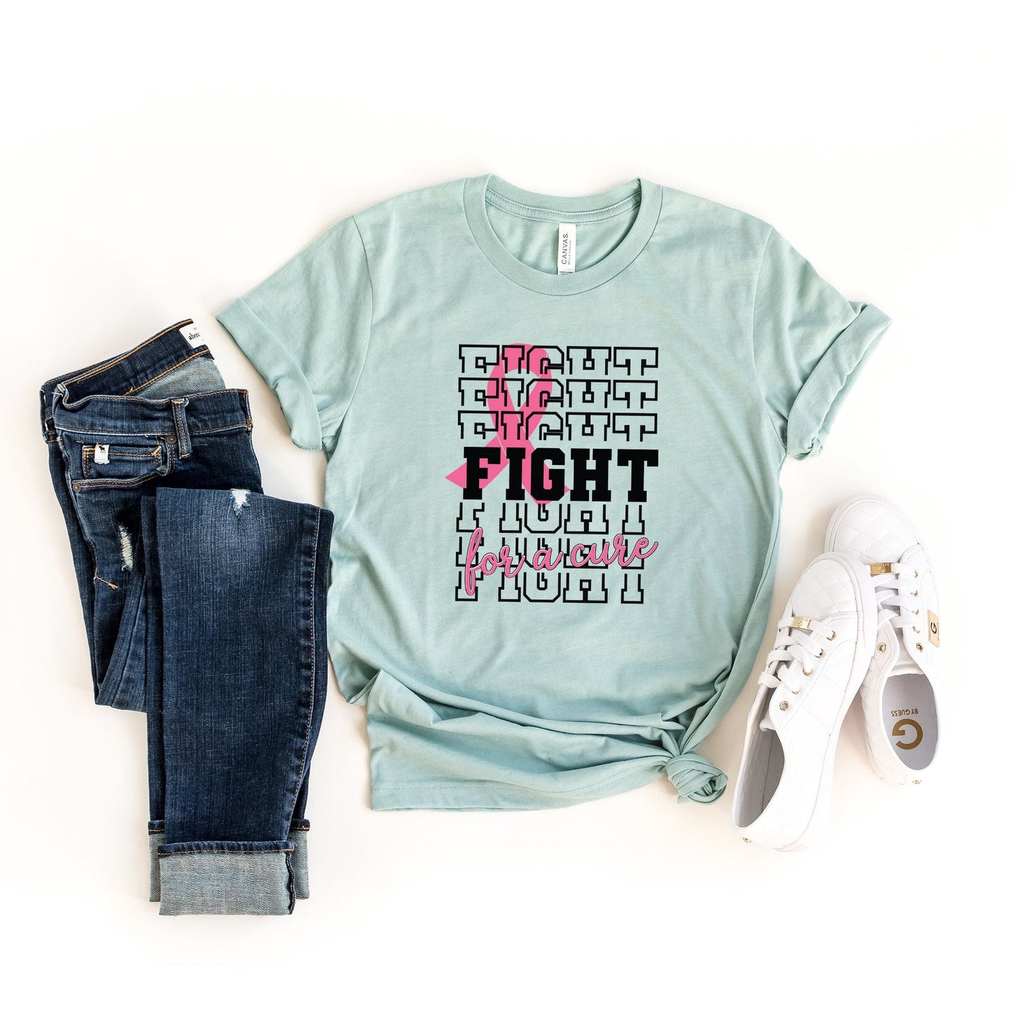 Fight Stacked Ribbon | Short Sleeve Graphic Tee