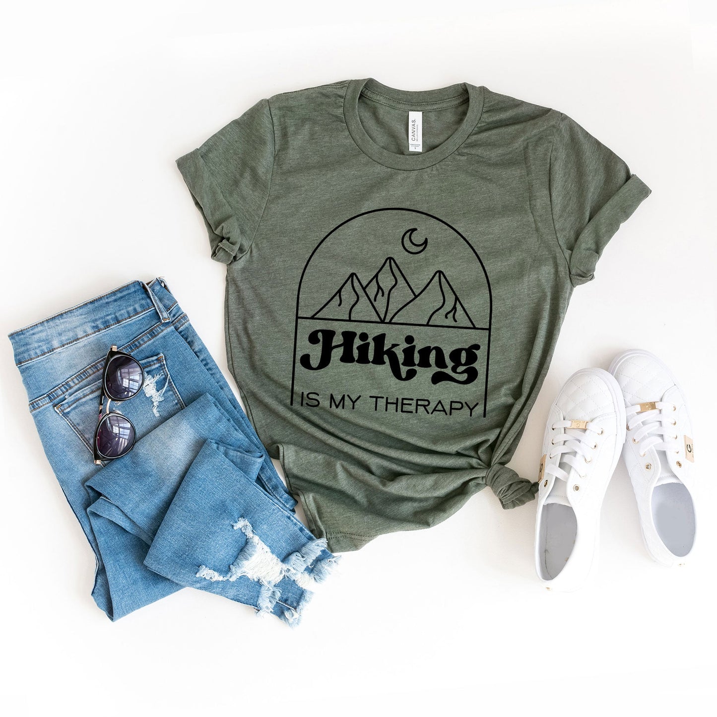 Hiking Is My Therapy Moon | Short Sleeve Graphic Tee