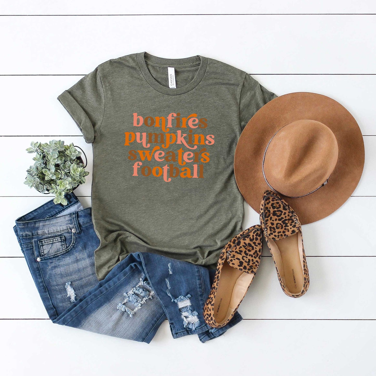 Bonfires Pumpkins Sweaters Colorful | Short Sleeve Graphic Tee