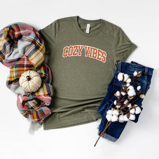 Varsity Cozy Vibes | Short Sleeve Graphic Tee