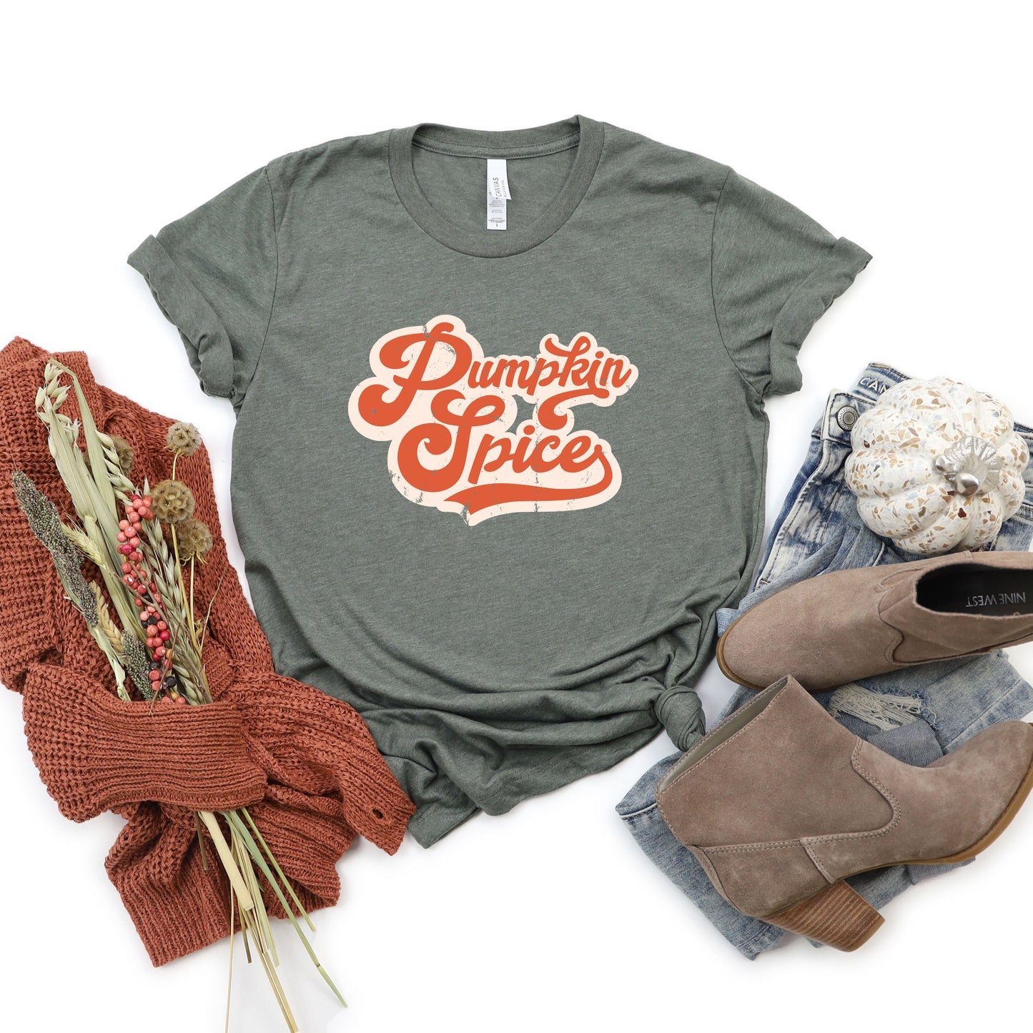 Retro Pumpkin Spice Words | Short Sleeve Graphic Tee