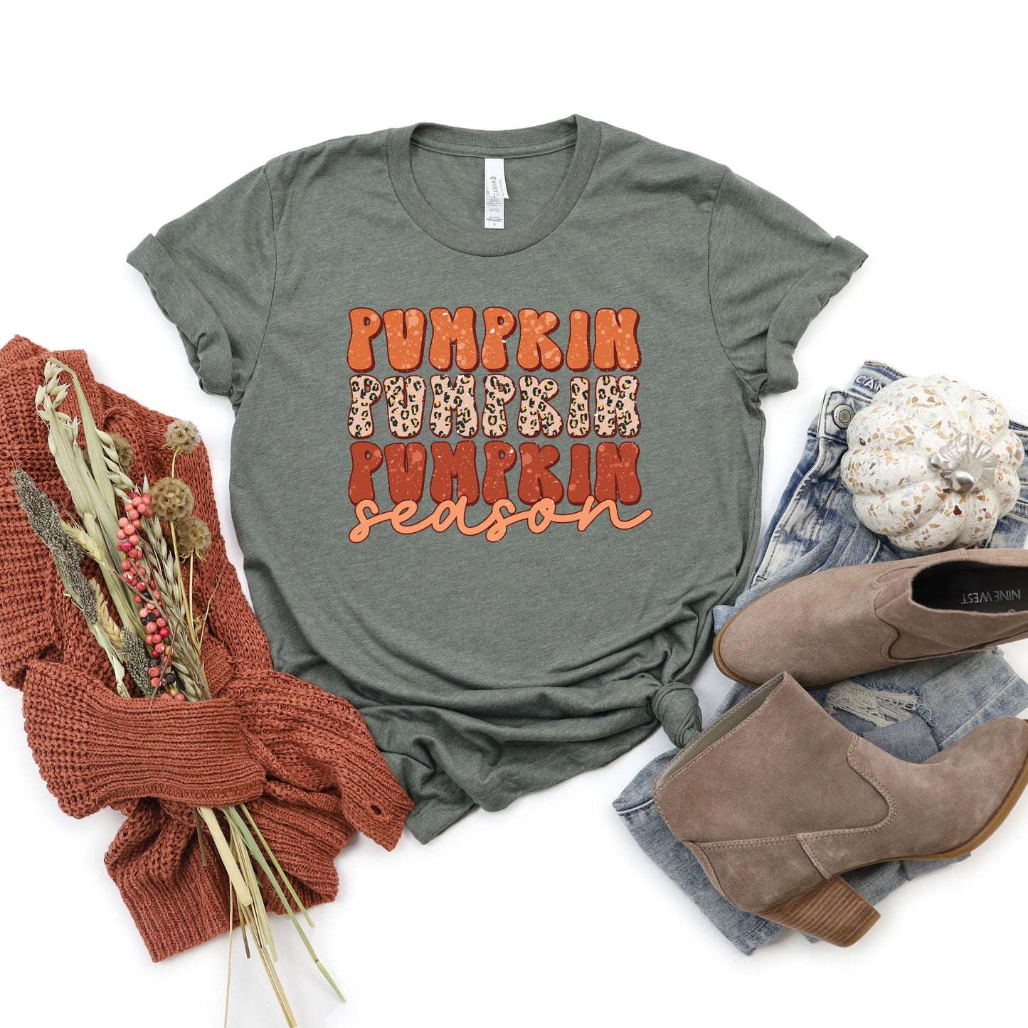 Pumpkin Season Leopard | Short Sleeve Crew Neck