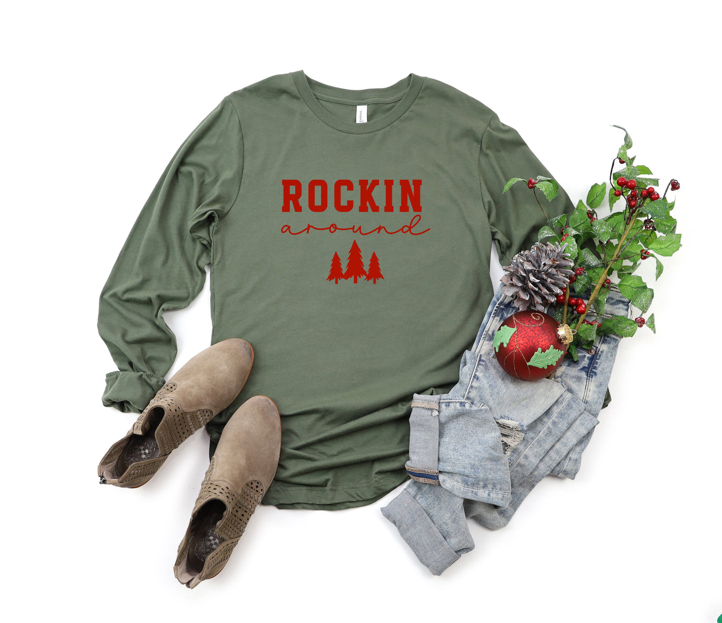 Rockin' Christmas Tree | Long Sleeve Crew Neck