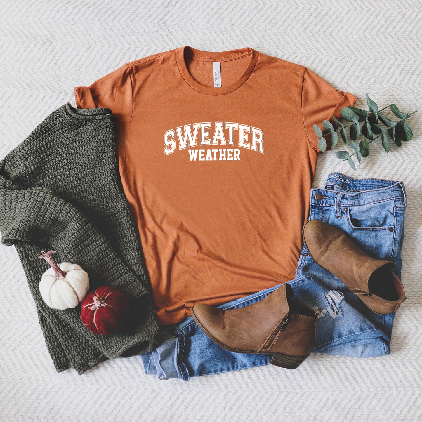 Sweater Weather Distressed | Short Sleeve Crew Neck