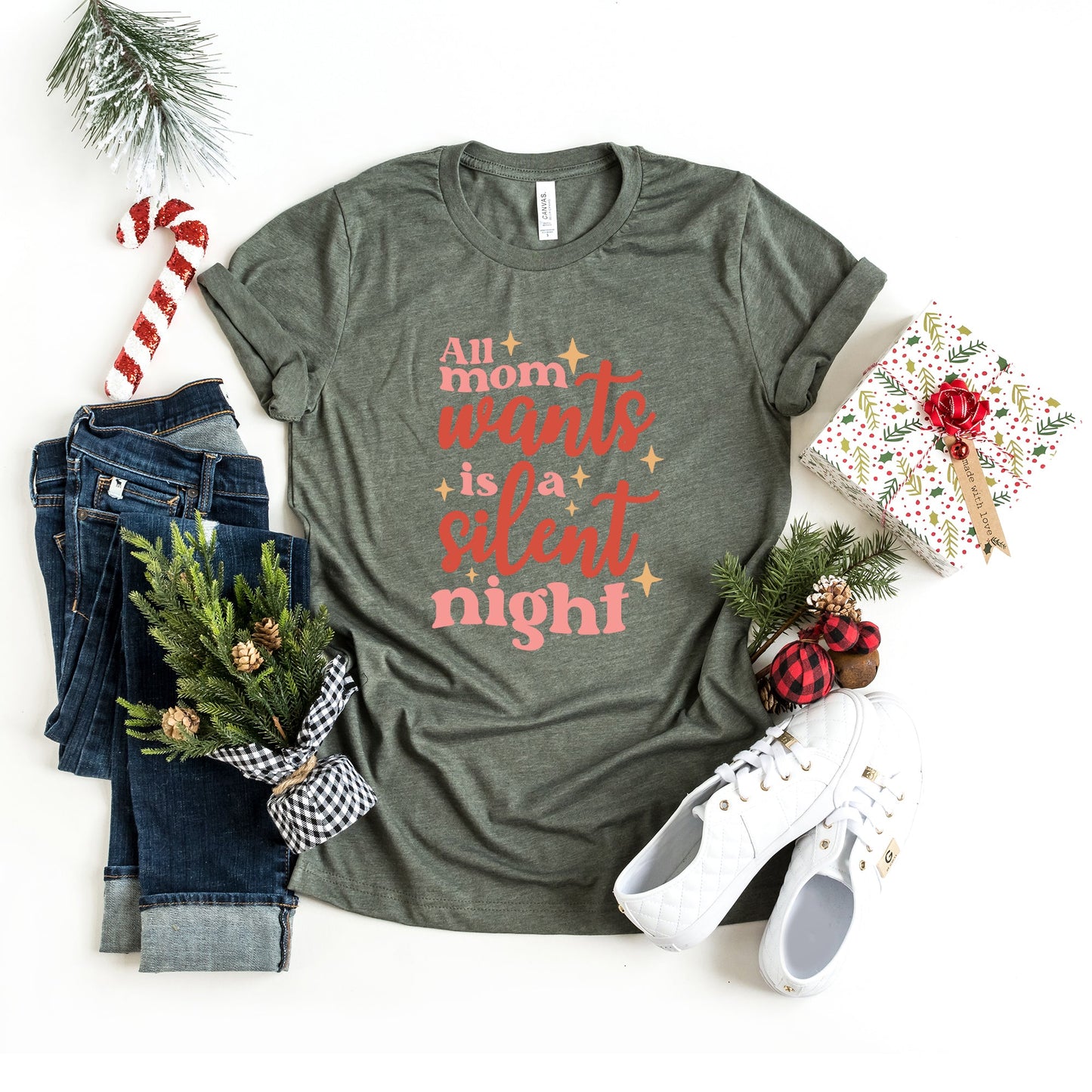 Mom Wants A Silent Night | Short Sleeve Graphic Tee