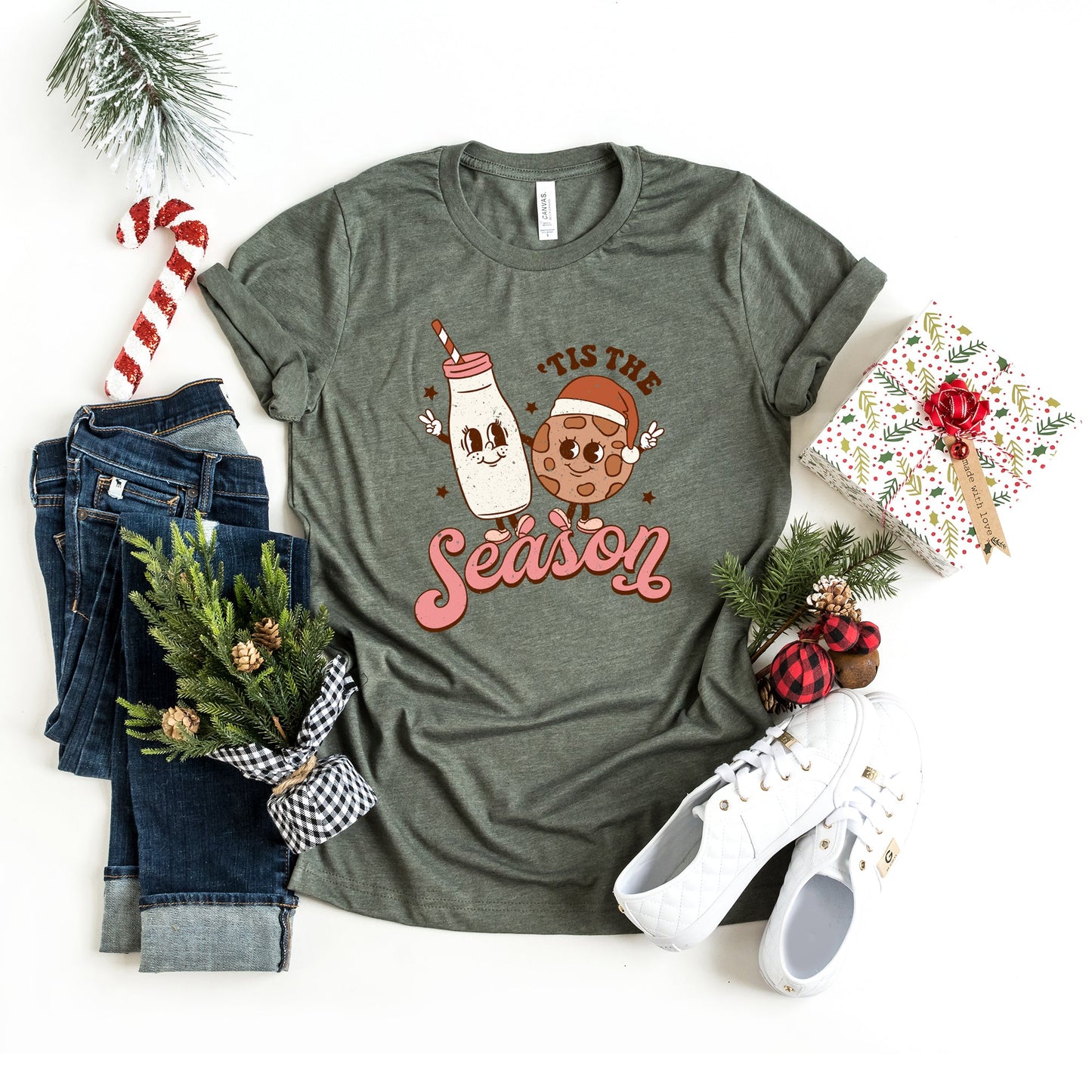 Tis The Season Milk And Cookie | Short Sleeve Crew Neck