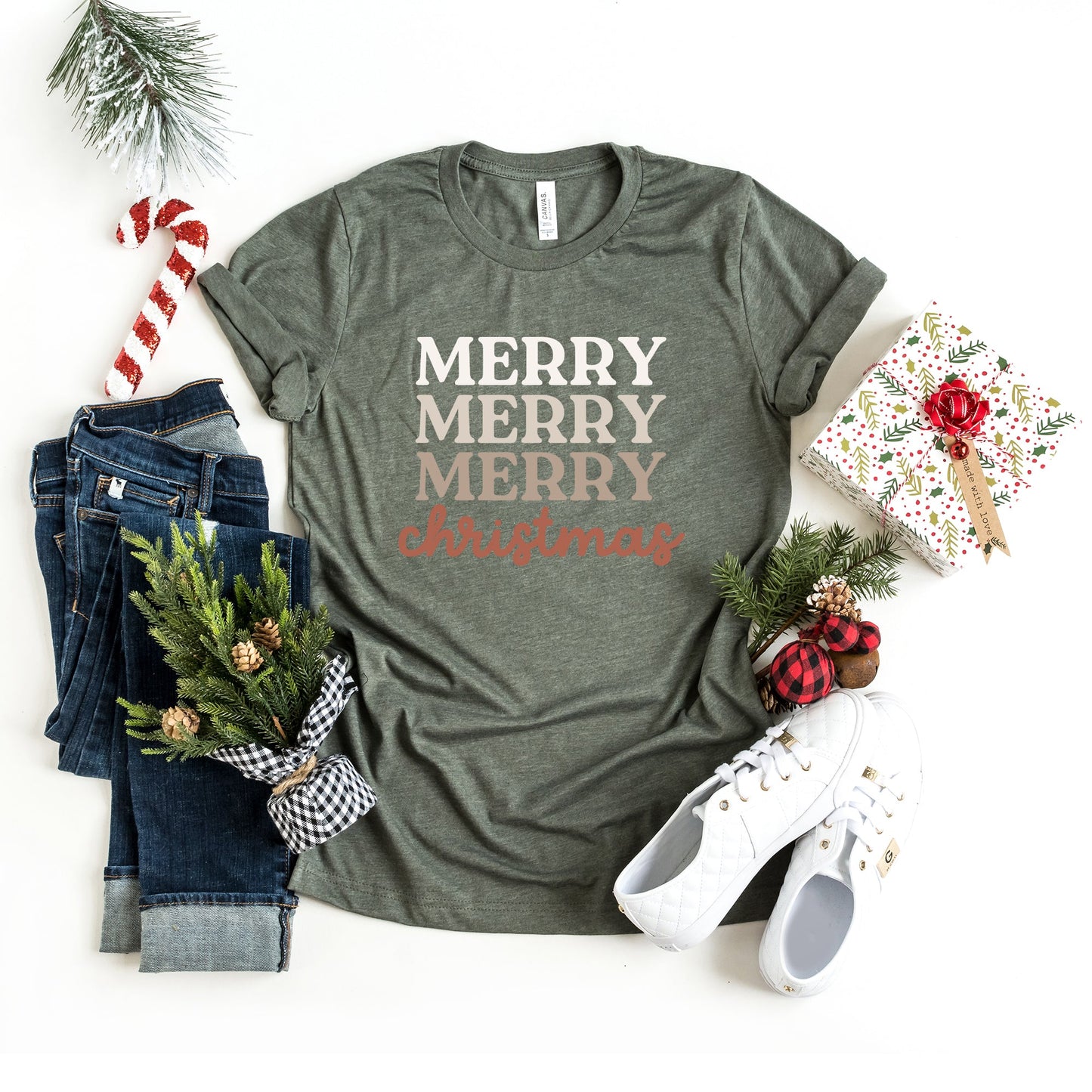 Merry Christmas Cursive | Short Sleeve Crew Neck