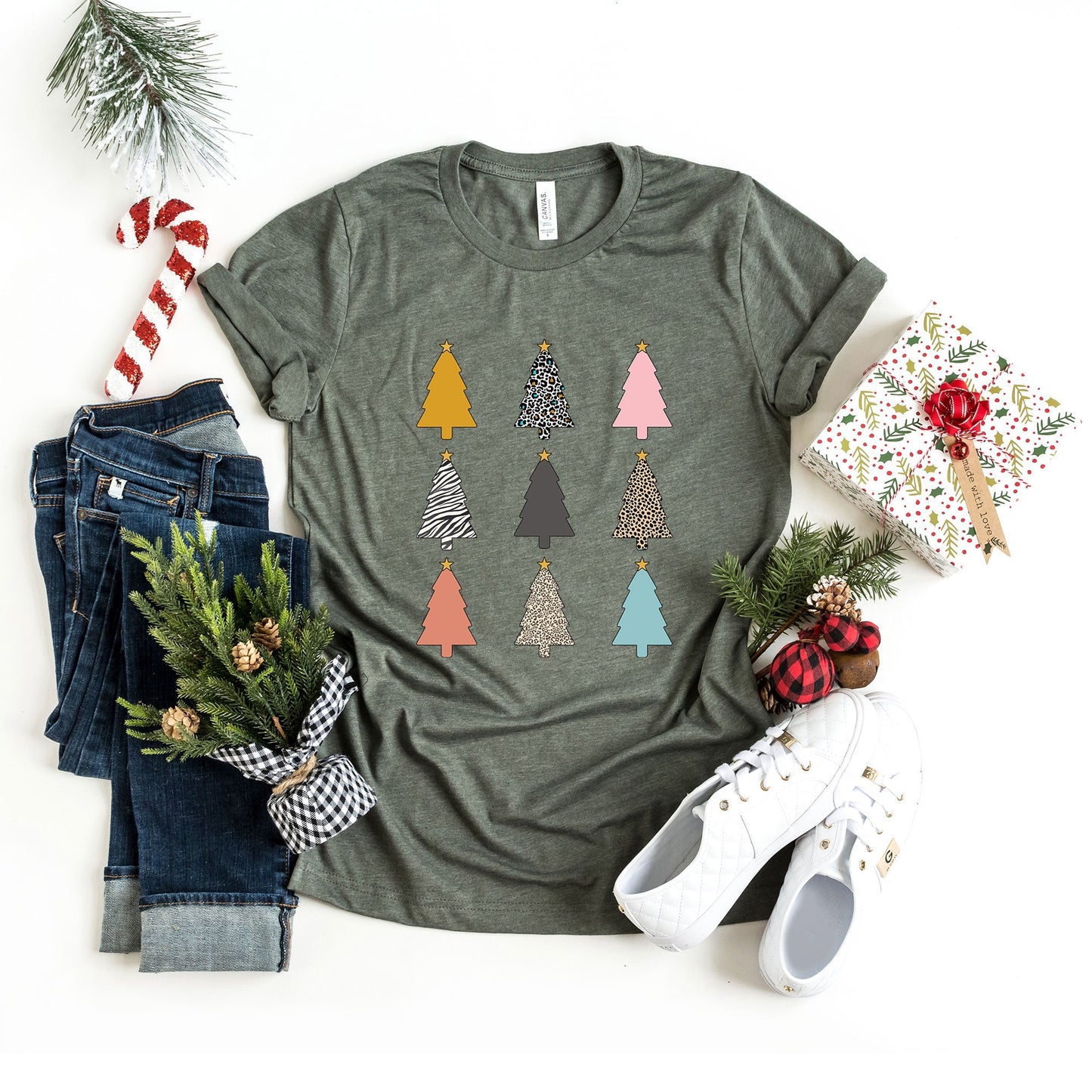 Colorful Christmas Tree Chart | Short Sleeve Graphic Tee