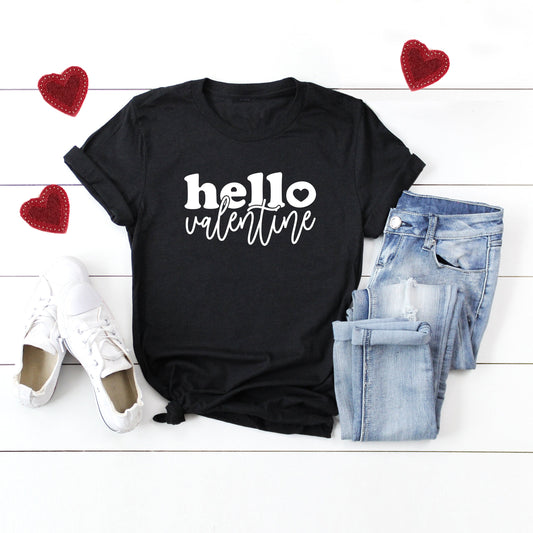 Hello Valentine Bold Script | Short Sleeve Graphic Tee