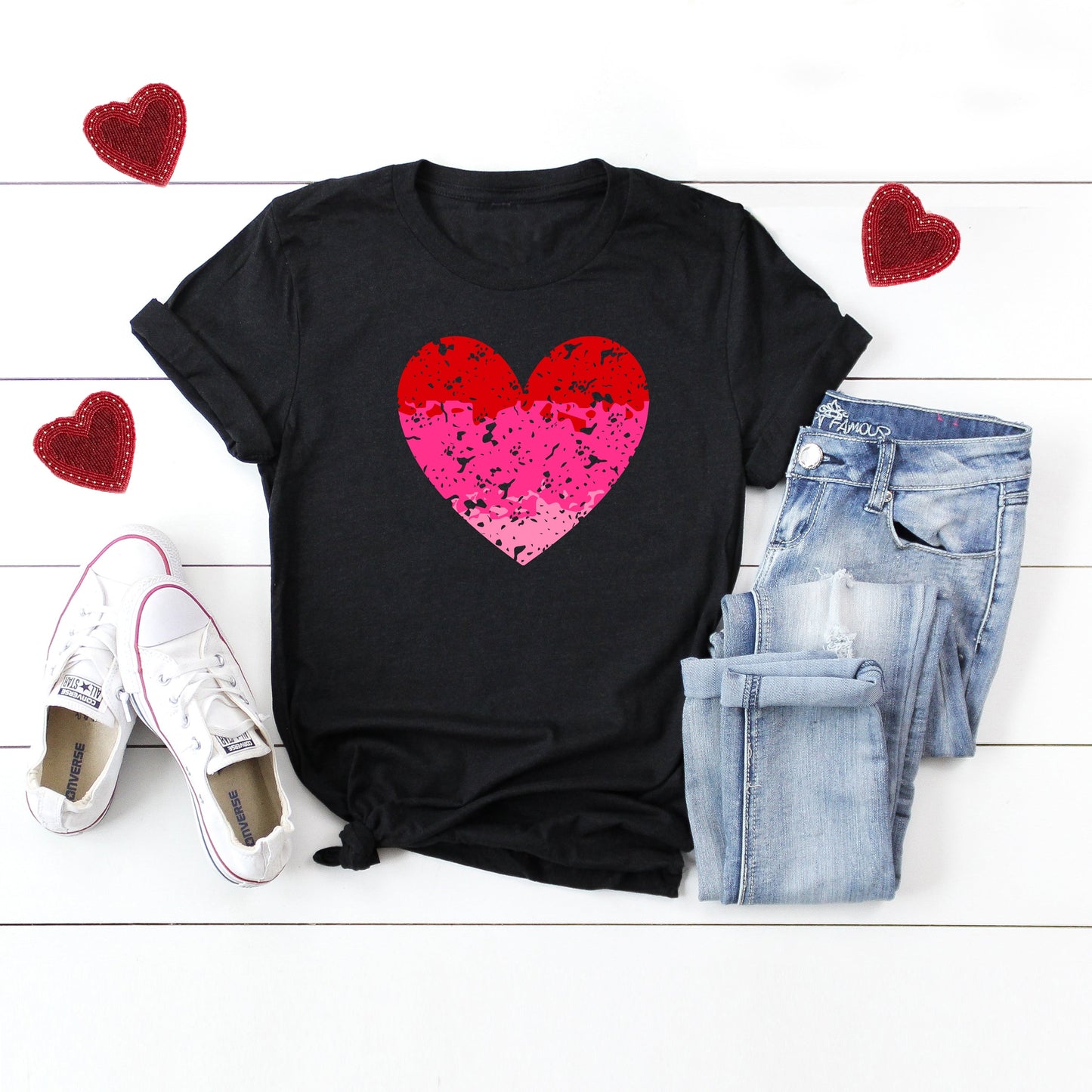 Heart Ombre | Short Sleeve Crew Neck