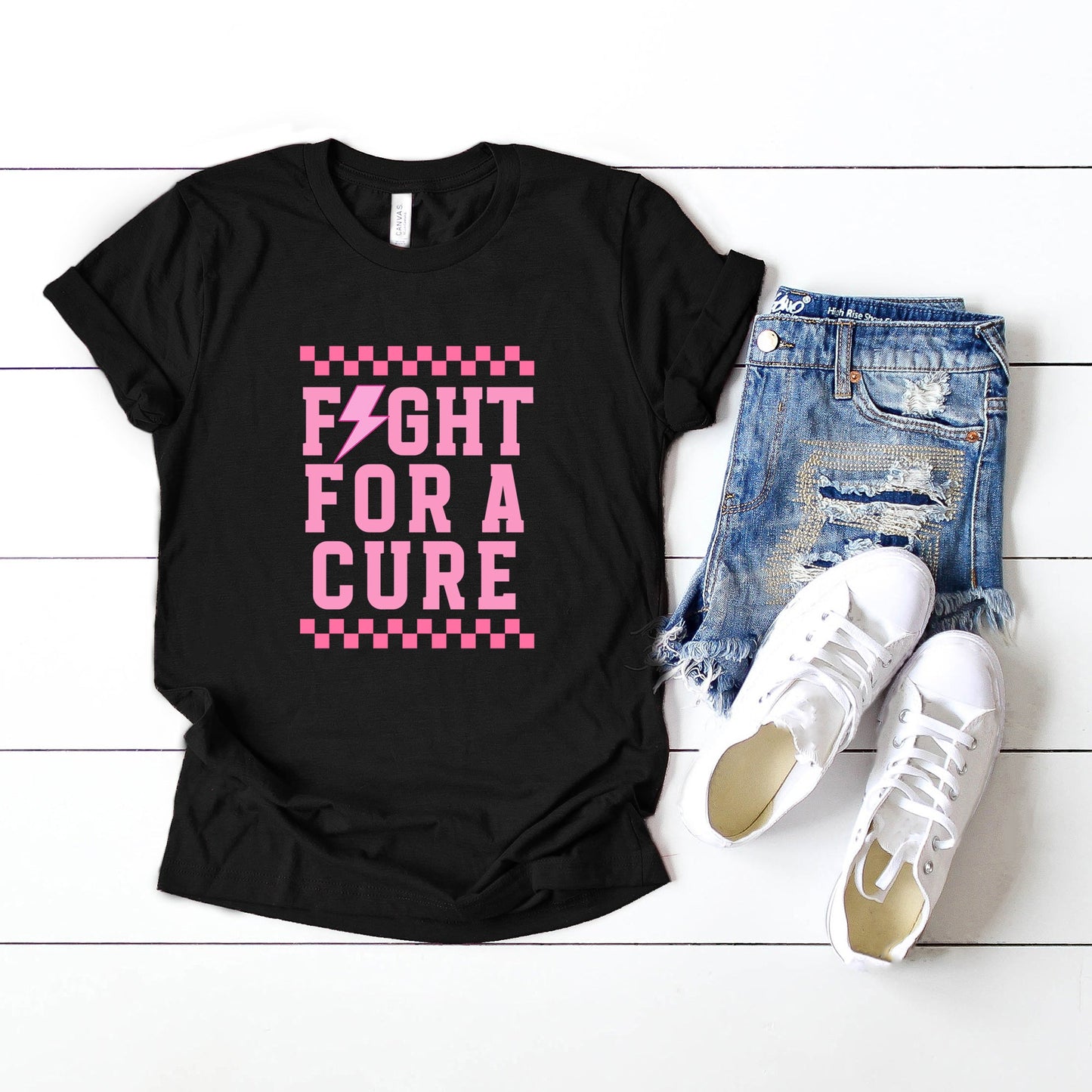 Fight For a Cure Checkered | Short Sleeve Crew Neck