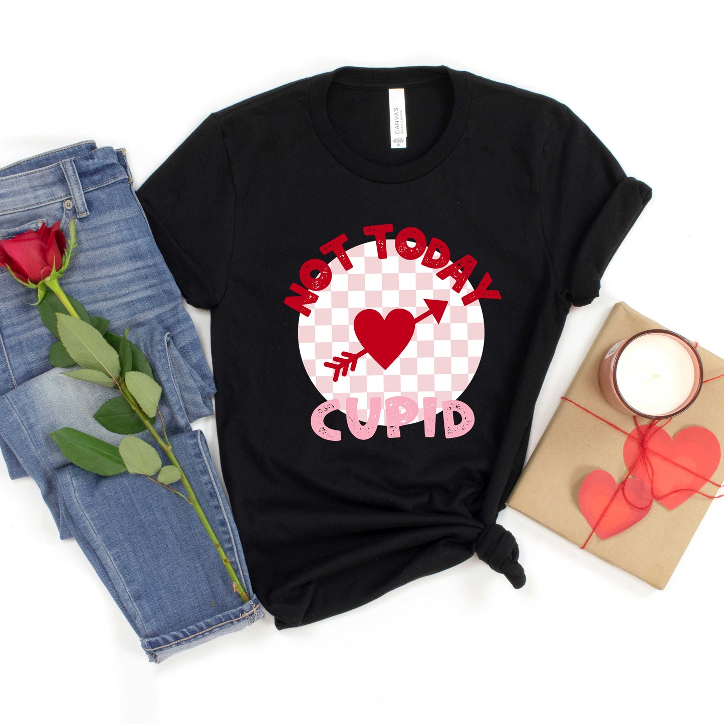 Not Today Cupid Checkered | Short Sleeve Graphic Tee