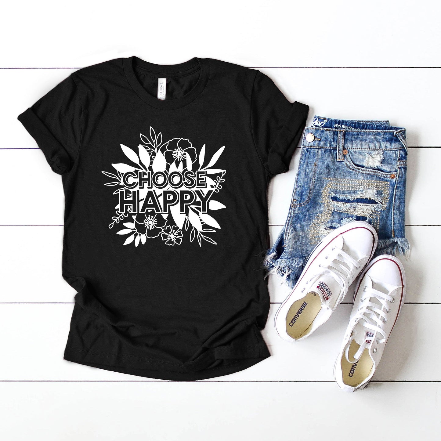 Choose Happy Floral | Short Sleeve Graphic Tee