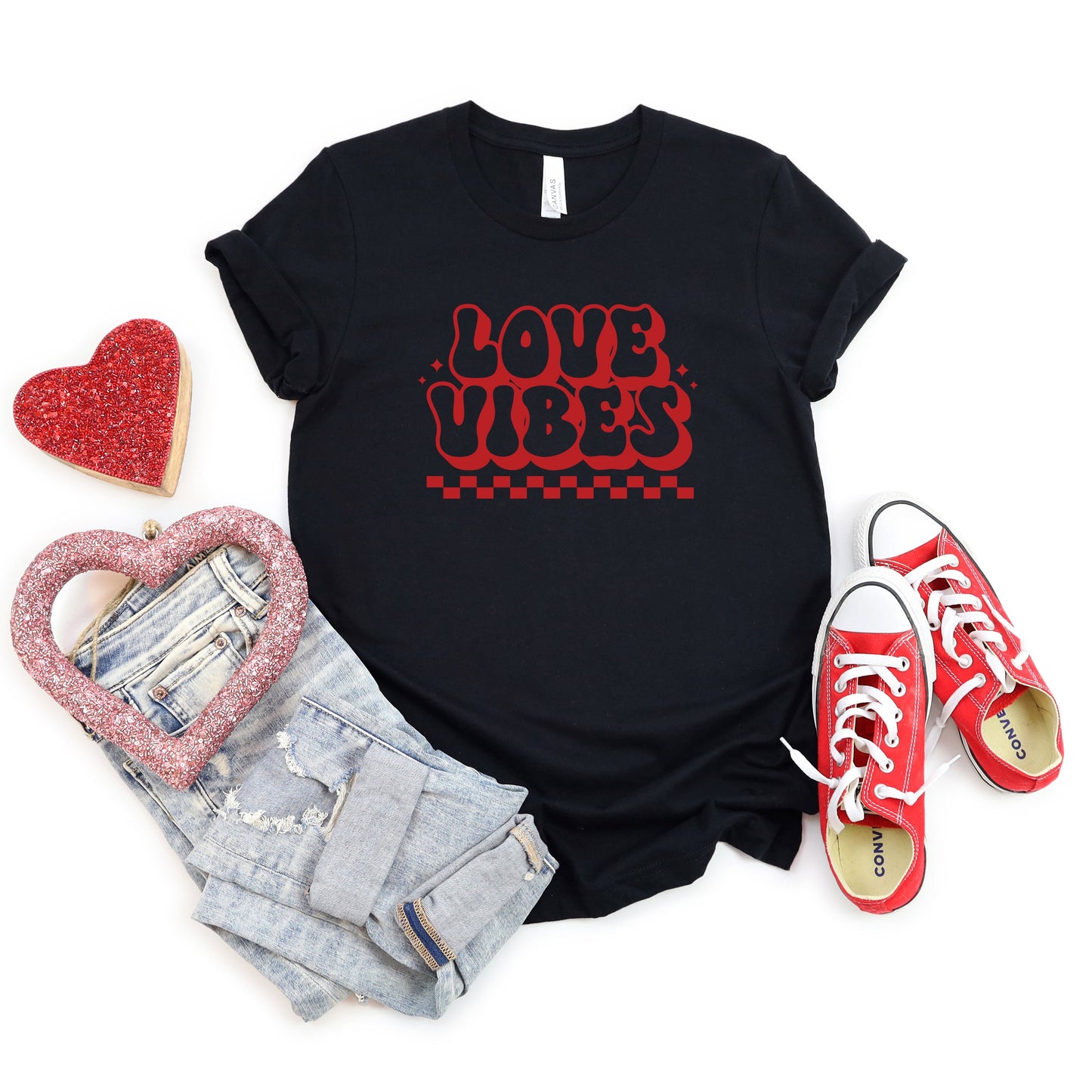 Love Vibes Checkered | Short Sleeve Graphic Tee