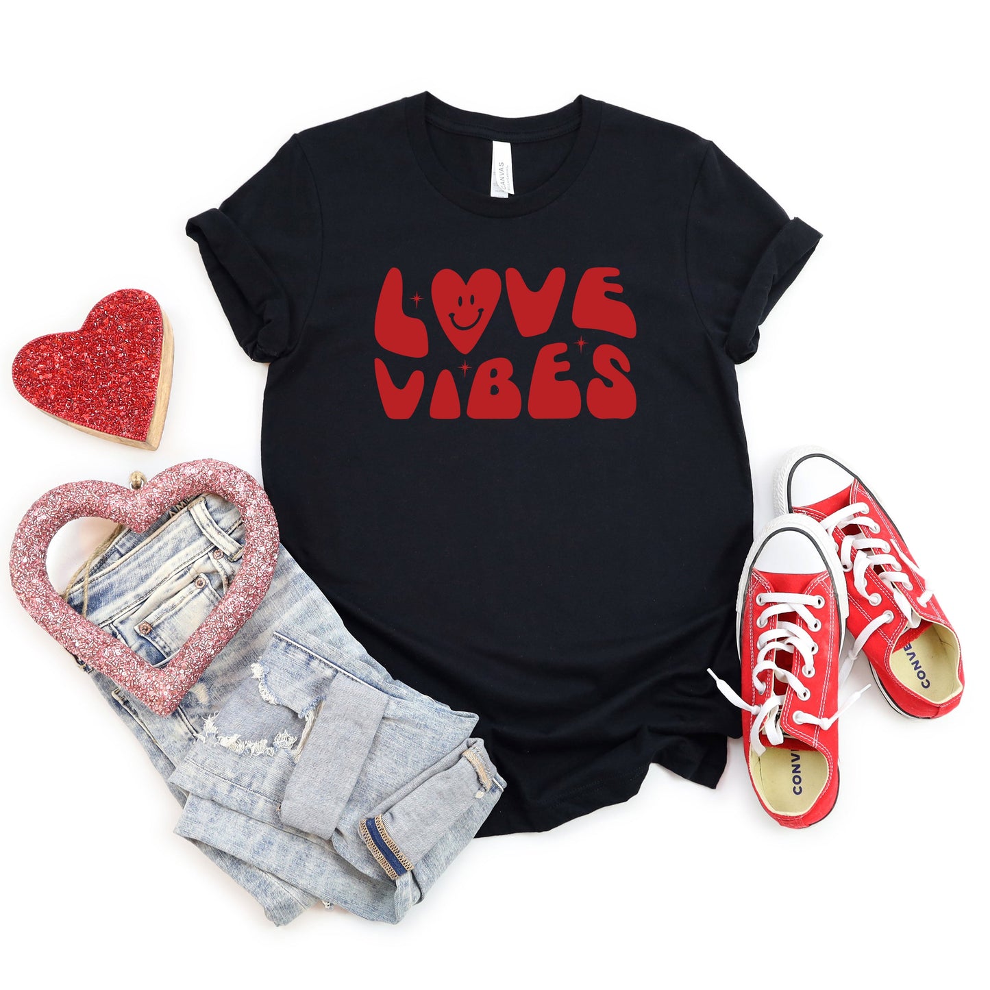 Love Vibes Heart | Short Sleeve Graphic Tee
