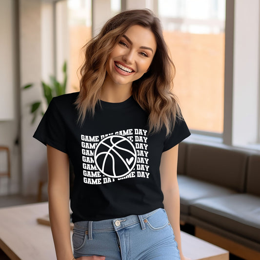 Basketball Game Day Stacked | Short Sleeve Graphic Tee