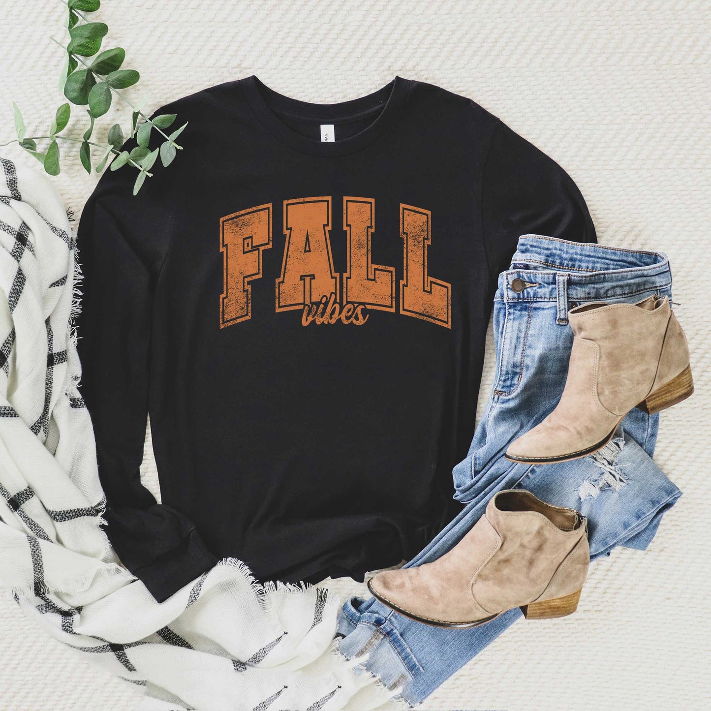 Fall Vibes Varsity | Long Sleeve Crew Neck