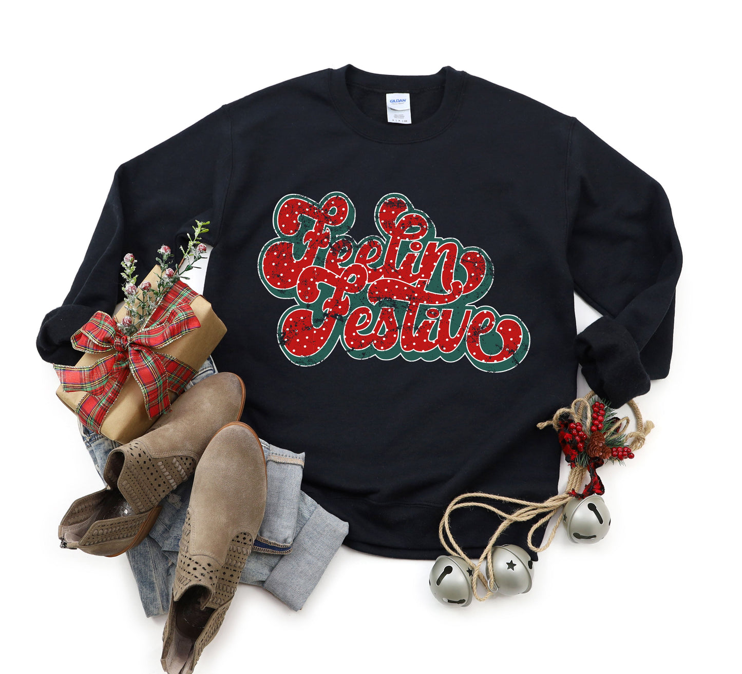 Distressed Feelin' Festive | Sweatshirt