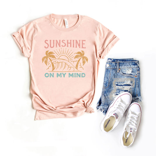 Sunshine On My Mind Palm Trees | Short Sleeve Crew Neck
