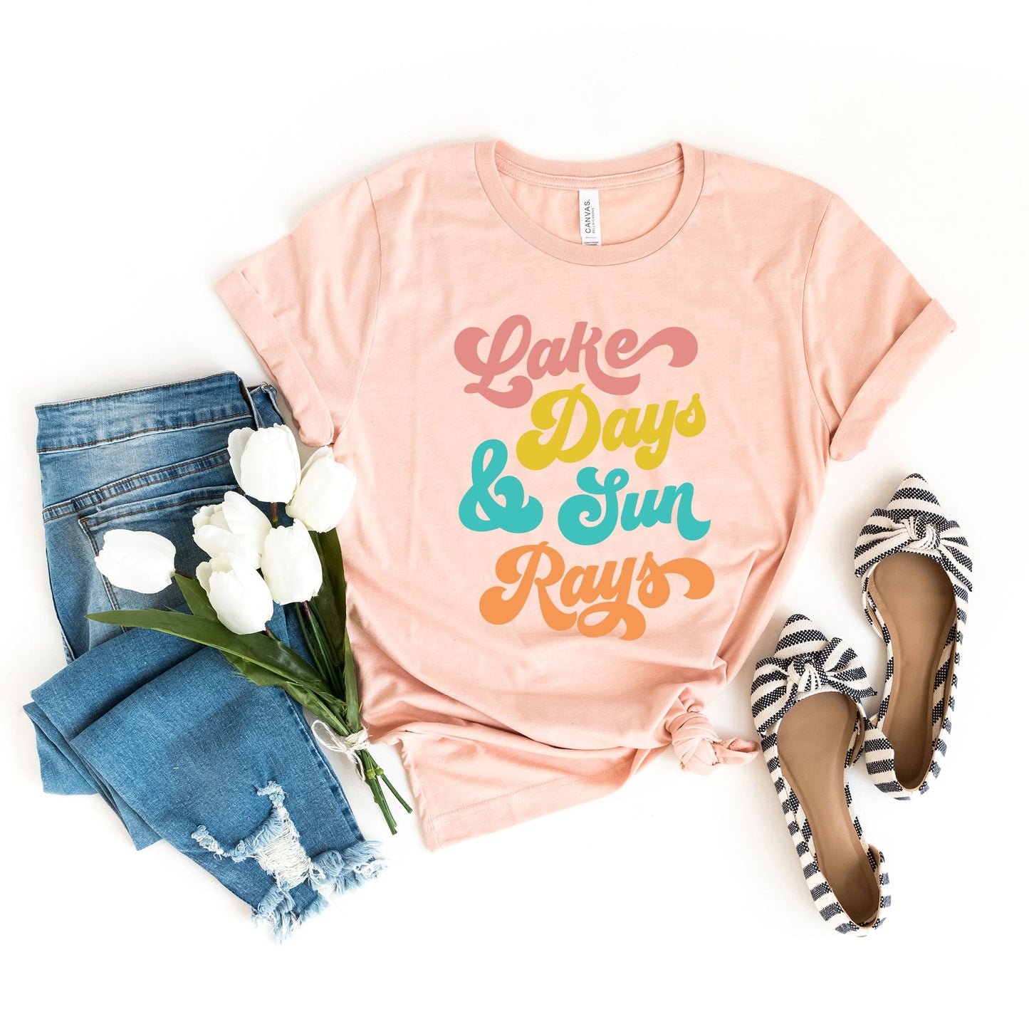 Lake Days And Sun Rays Colorful | Short Sleeve Graphic Tee