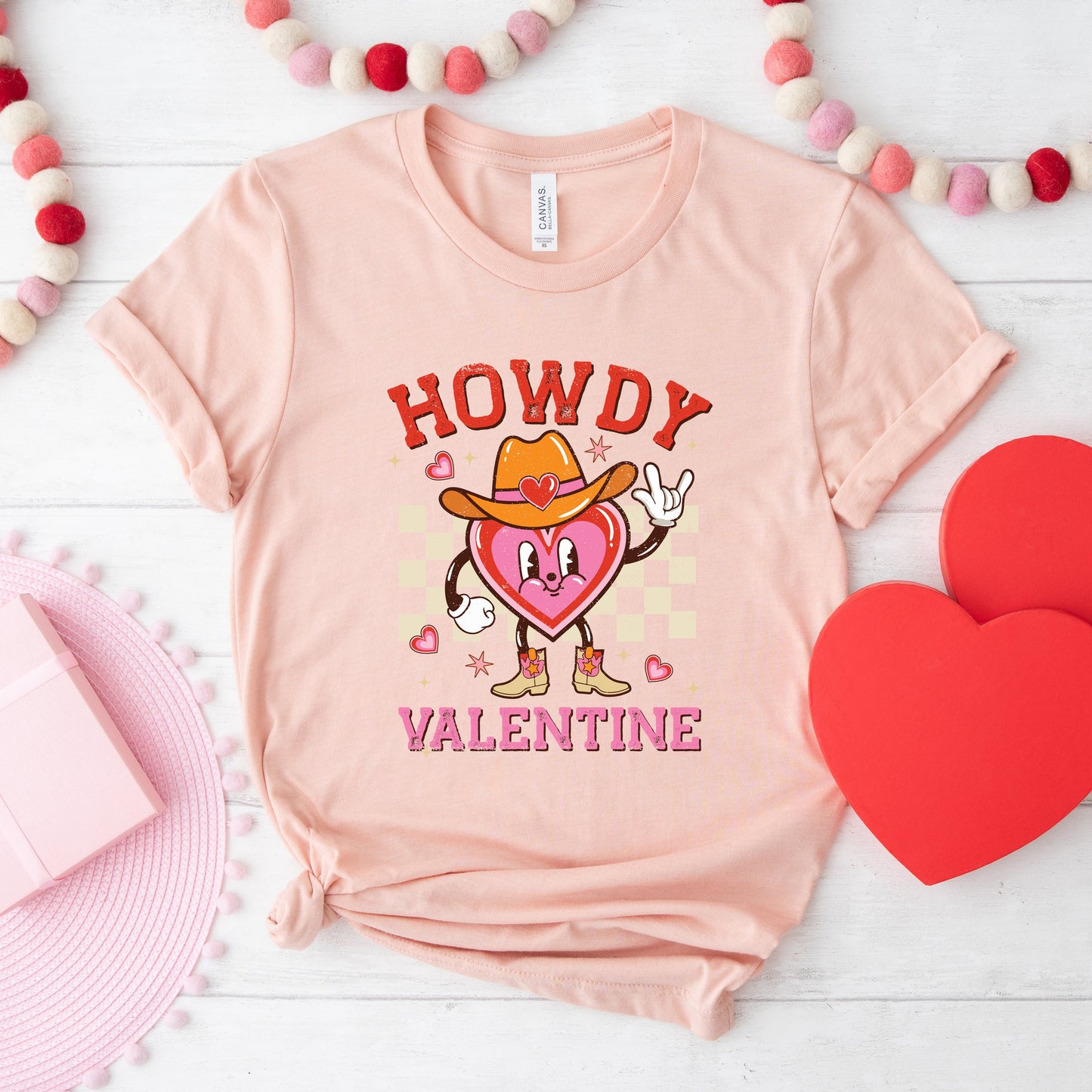 Howdy Valentine Checkered Heart | Short Sleeve Graphic Tee