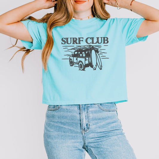 Embroidered Surf Club Car | Relaxed Fit Cropped Tee
