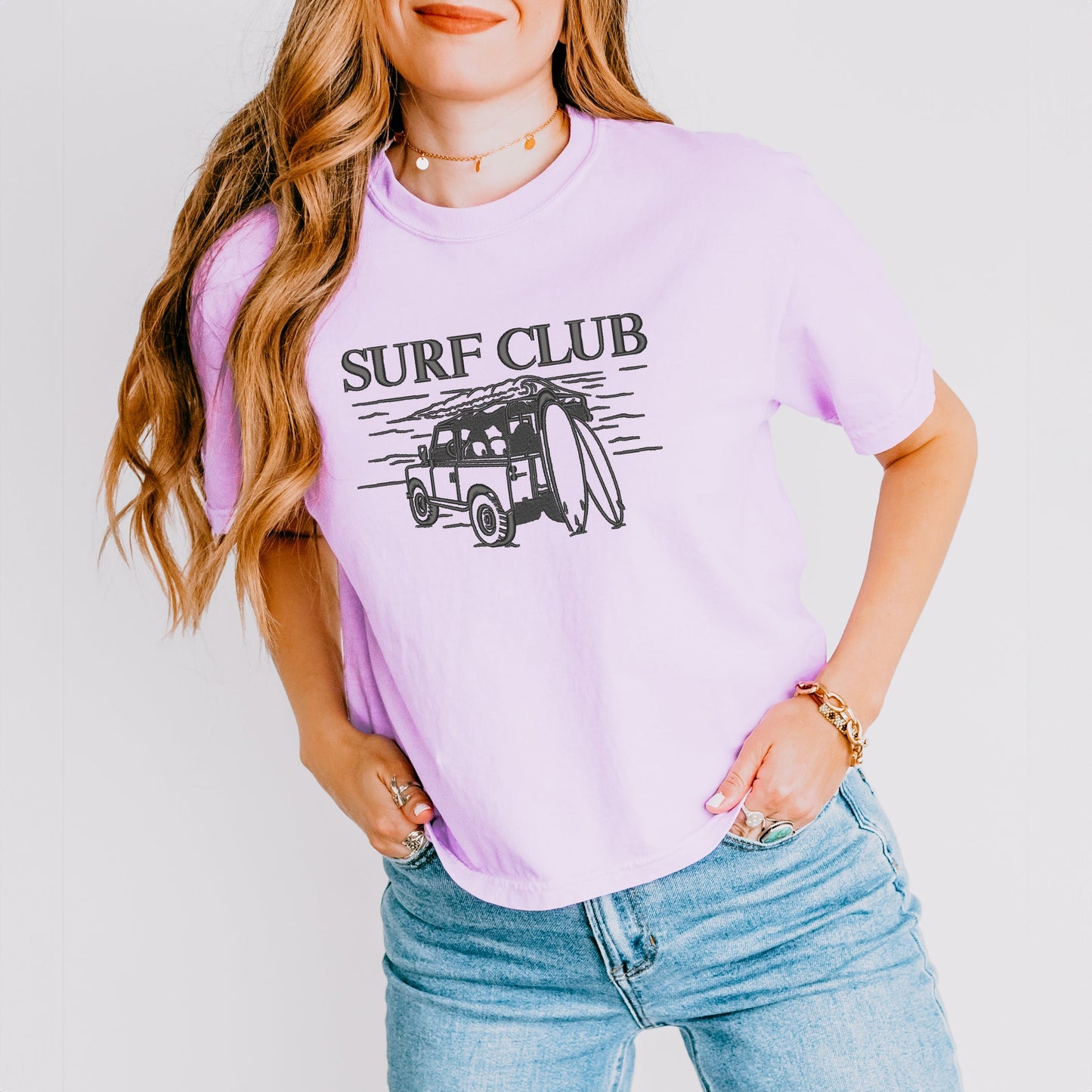 Embroidered Surf Club Car | Relaxed Fit Cropped Tee