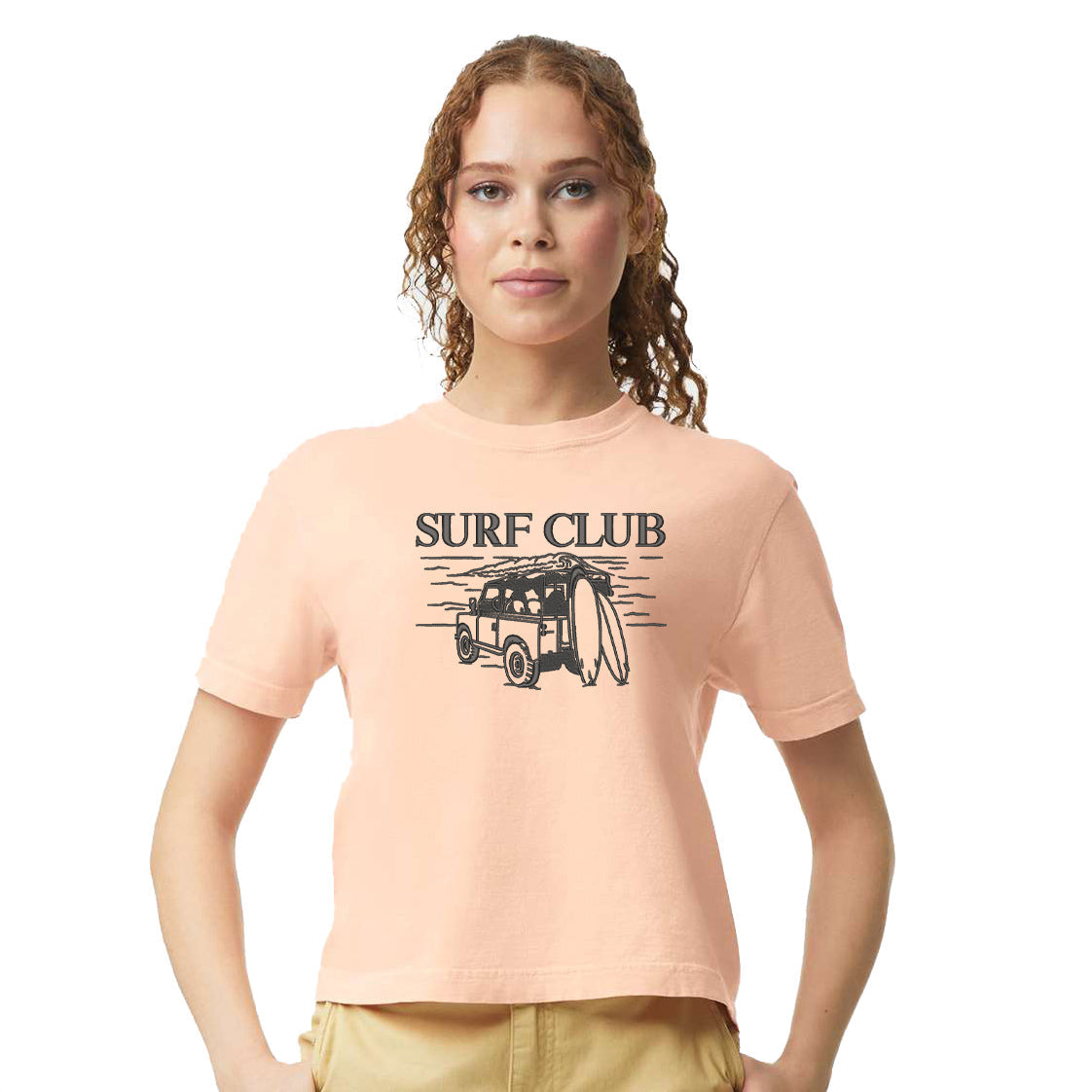 Embroidered Surf Club Car | Relaxed Fit Cropped Tee