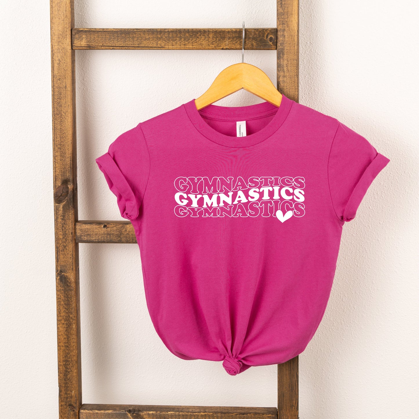 Gymnastics Stacked Heart | Youth Short Sleeve Crew Neck