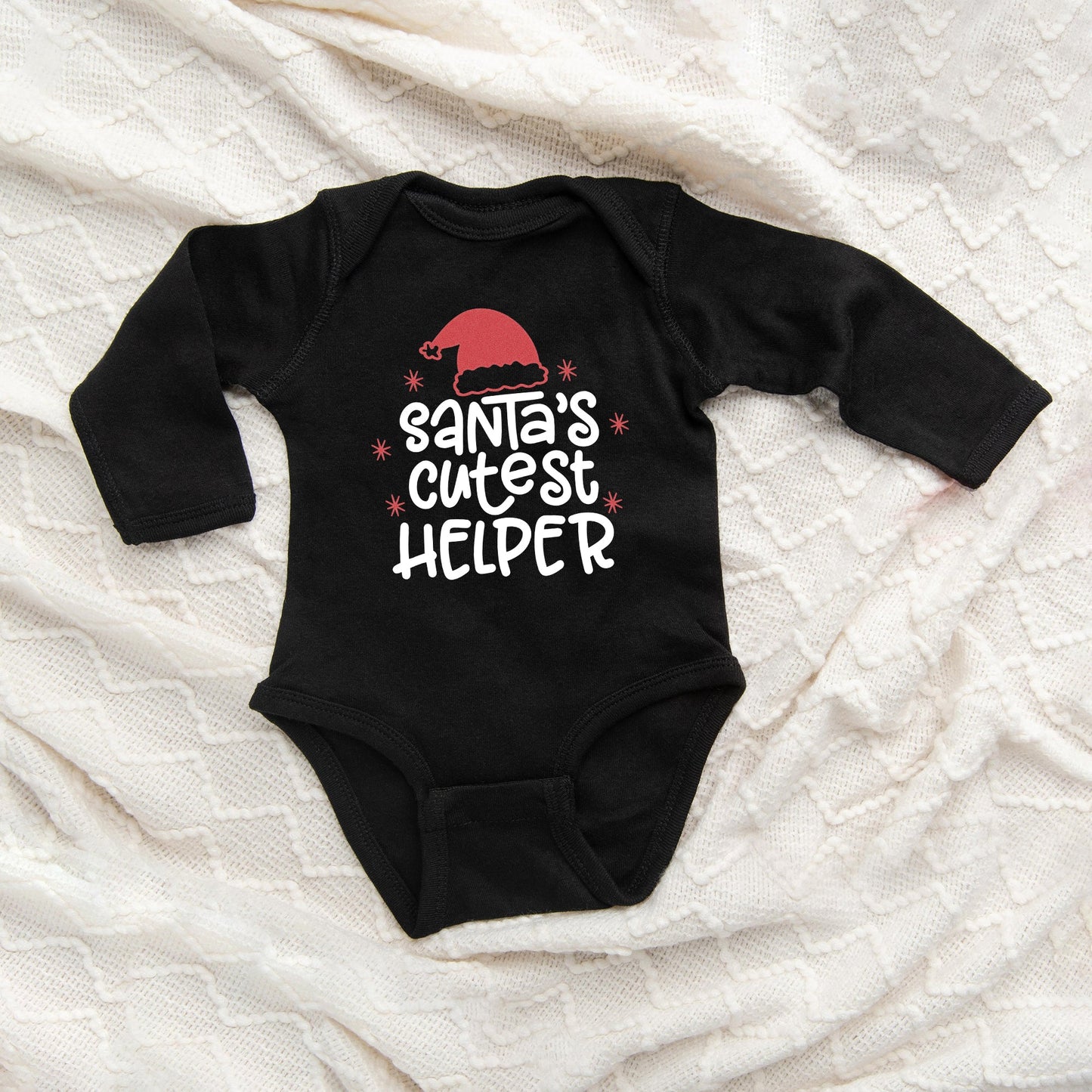 Santa's Cutest Helper Glitter | Baby Graphic Long Sleeve Bodysuit