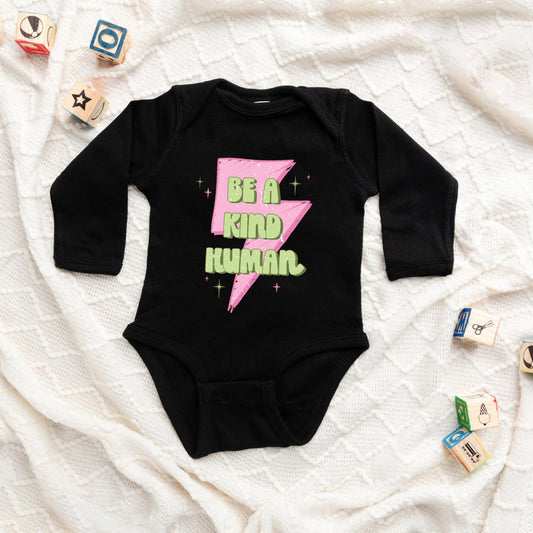 Be A Kind Human Lightning Bolt | Baby Graphic Long Sleeve Bodysuit
