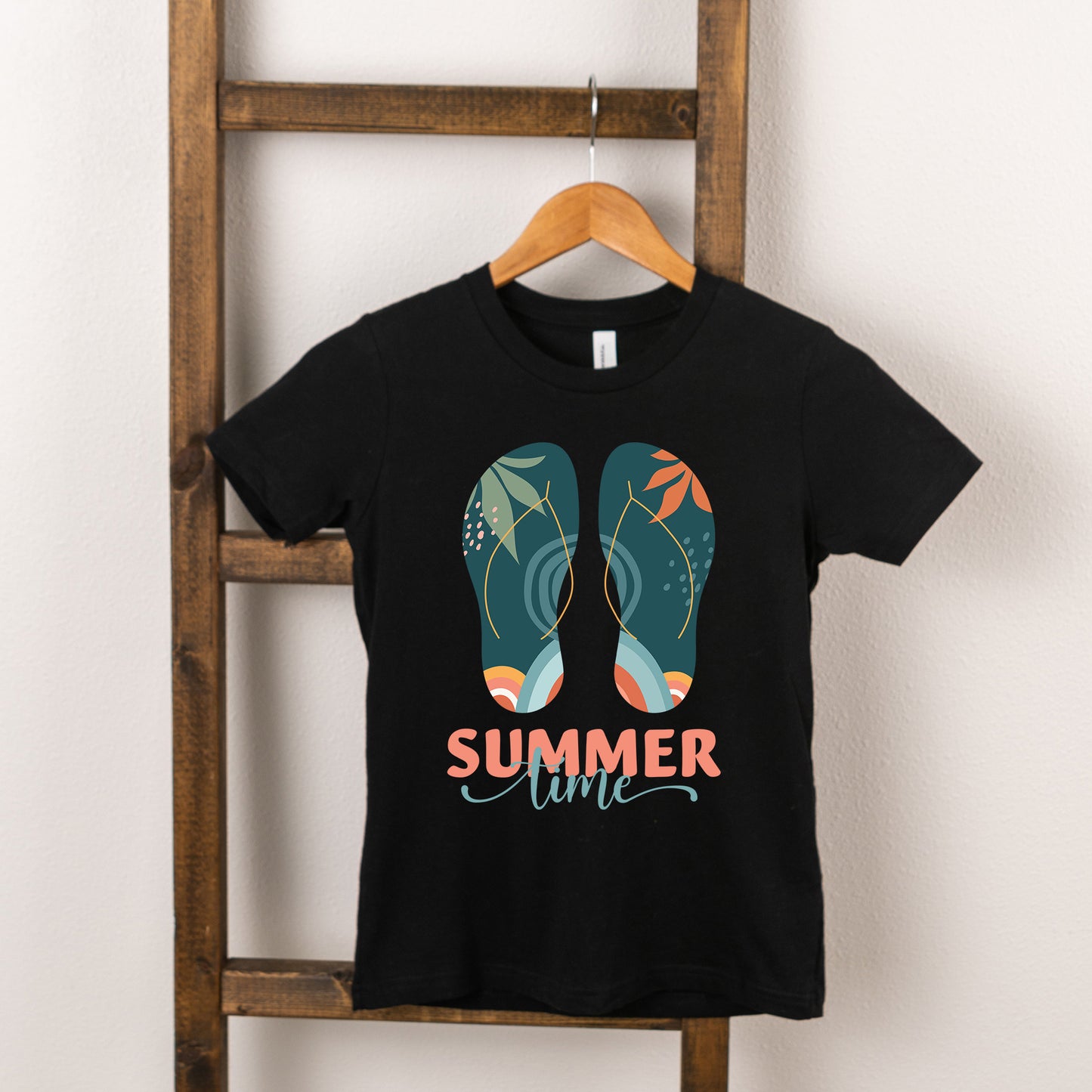 Boho Summer Time Flip Flops | Youth Short Sleeve Crew Neck