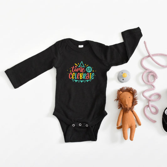 Time To Celebrate | Baby Graphic Long Sleeve Bodysuit