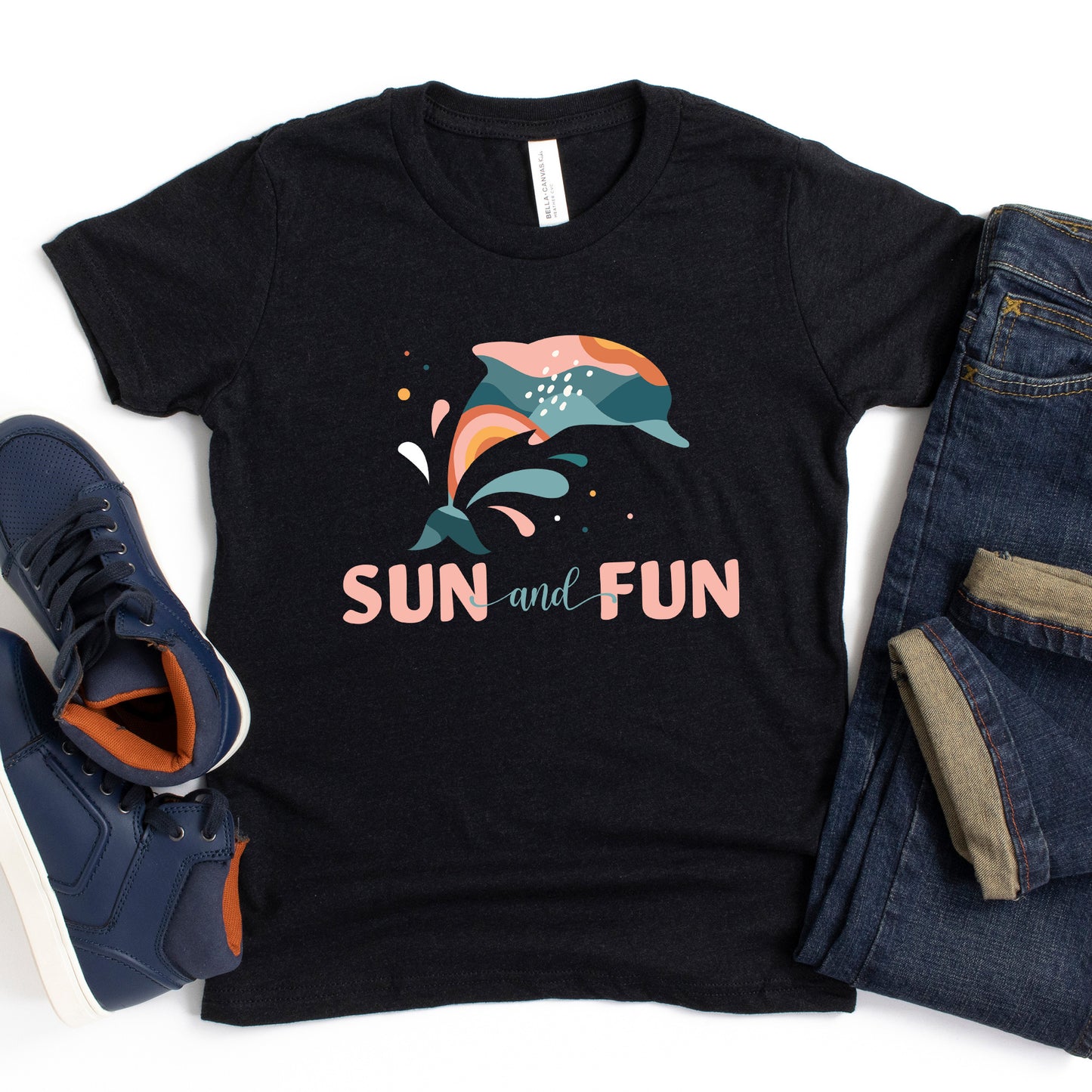 Boho Sun And Fun Dolphin | Youth Short Sleeve Crew Neck