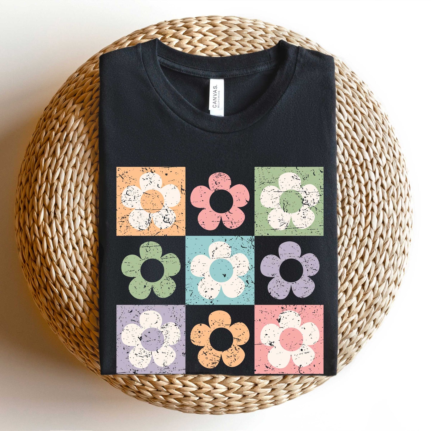 Checkered Flowers | Short Sleeve Graphic Tee