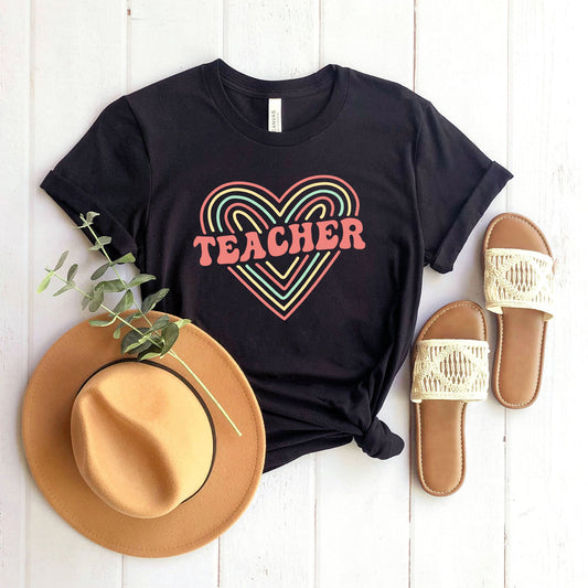 Colorful Heart Teacher | Short Sleeve Graphic Tee