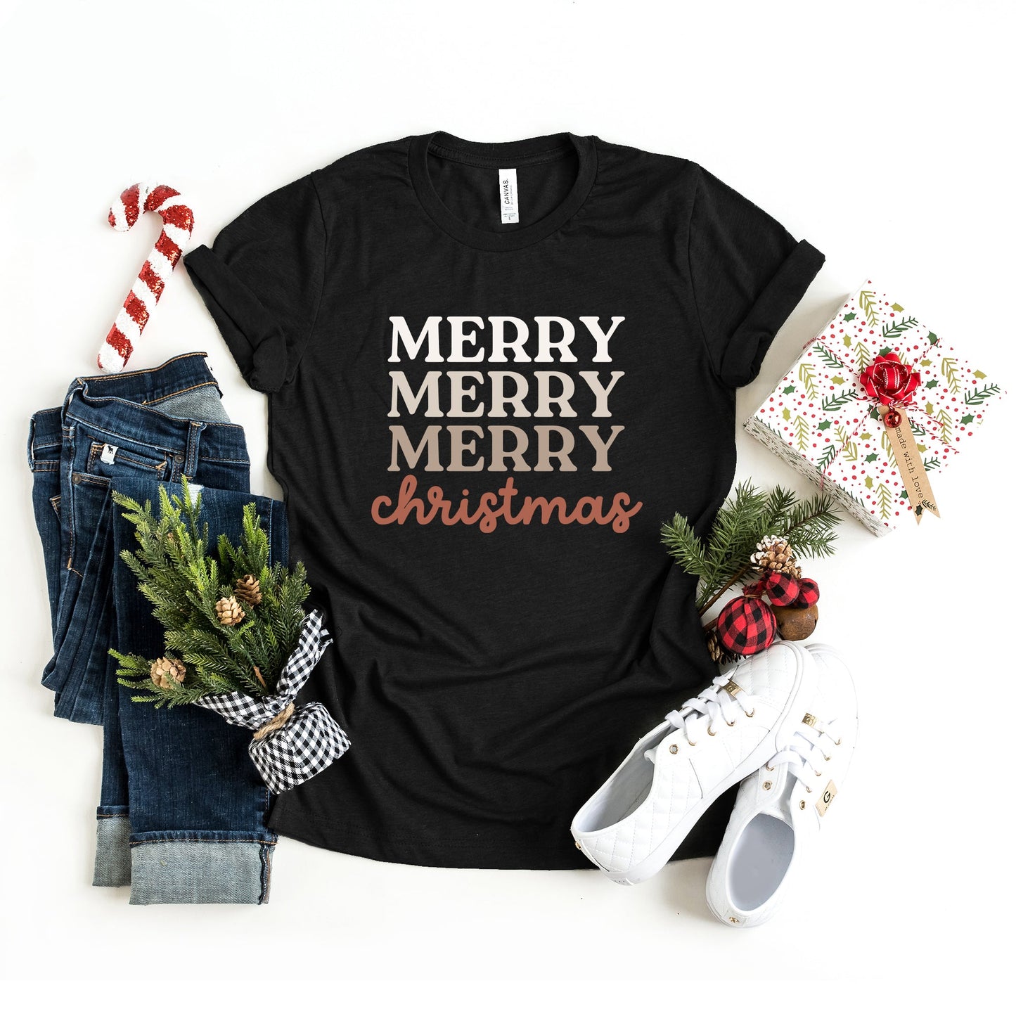 Merry Christmas Cursive | Short Sleeve Crew Neck