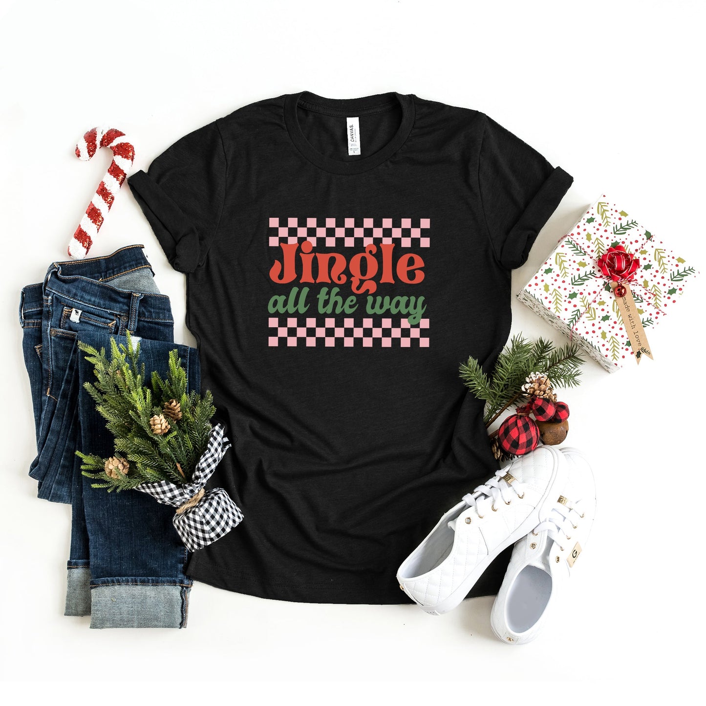 Jingle All The Way Checkered | Short Sleeve Graphic Tee