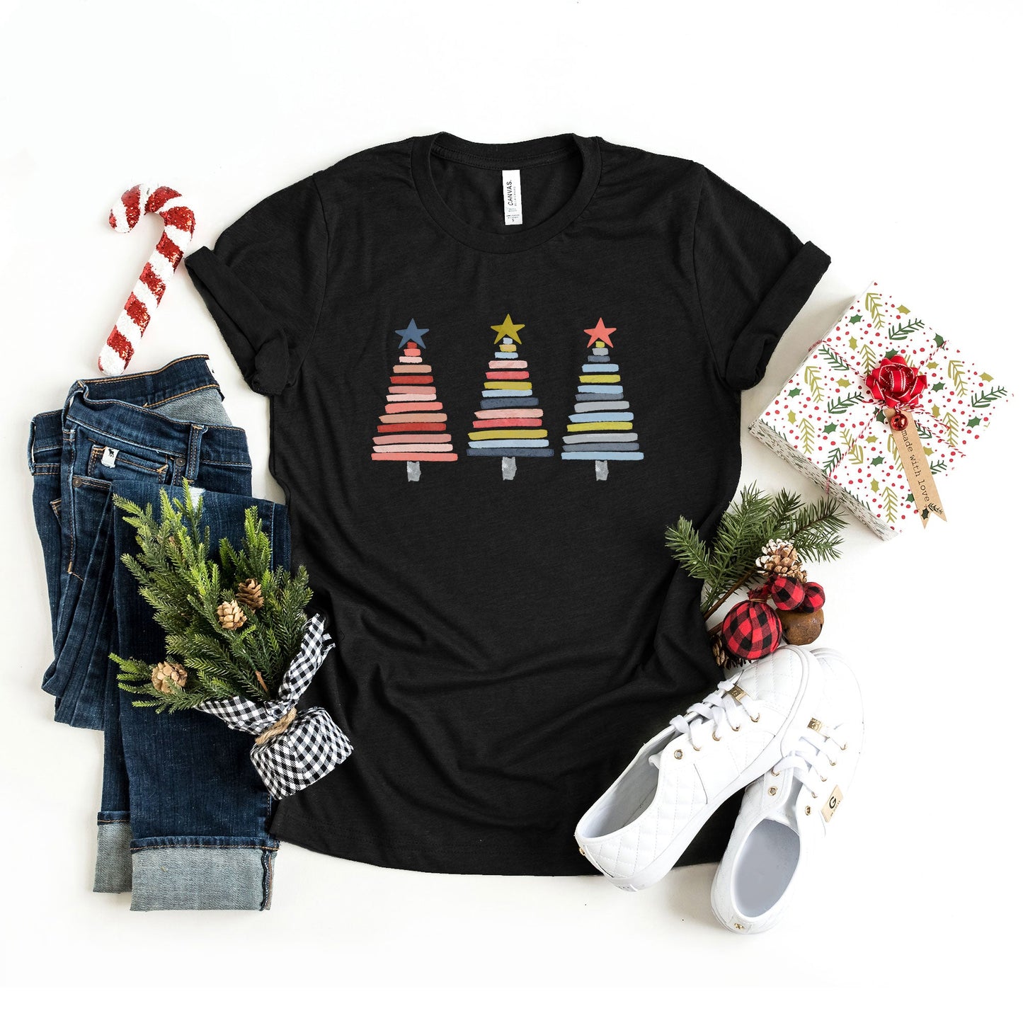 Colorful Christmas Trees | Short Sleeve Graphic Tee