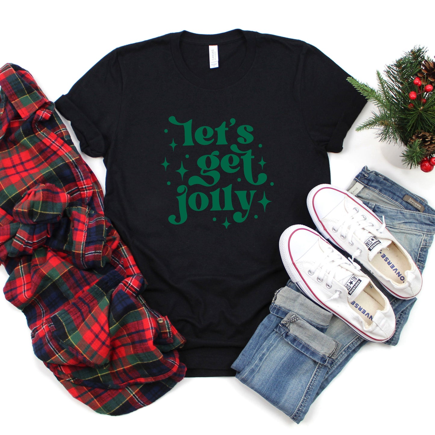 Whimsical Let's Get Jolly | Short Sleeve Graphic Tee