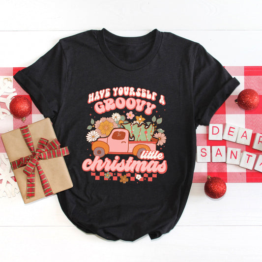 Groovy Little Christmas Truck | Short Sleeve Graphic Tee