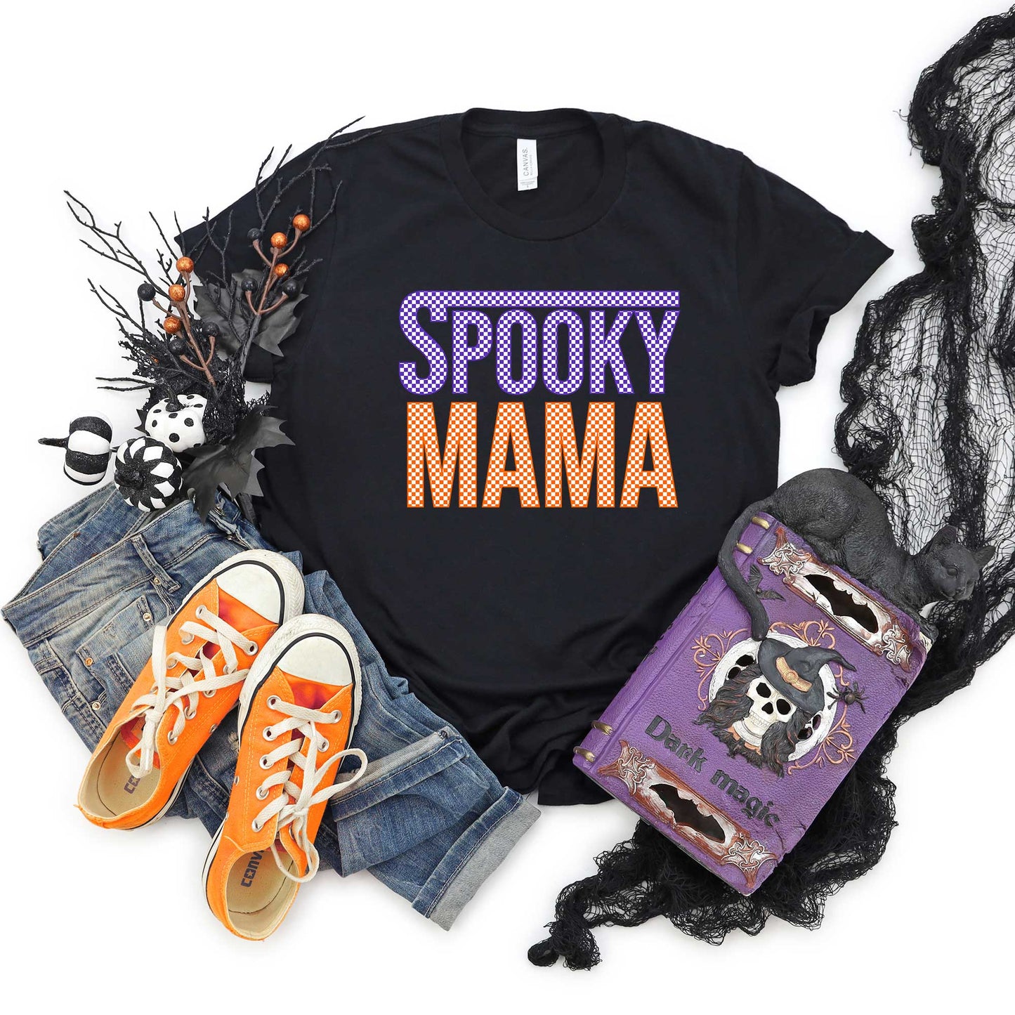 Spooky Mama Checkered | Short Sleeve Crew Neck