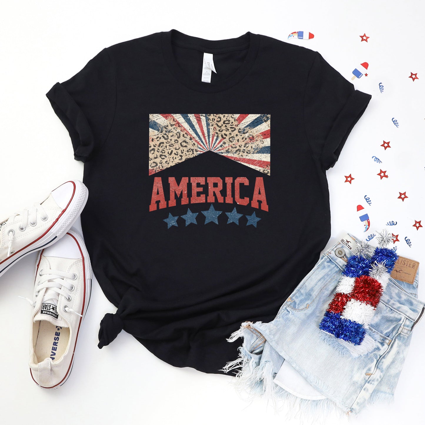 America Stars Leopard | Short Sleeve Graphic Tee