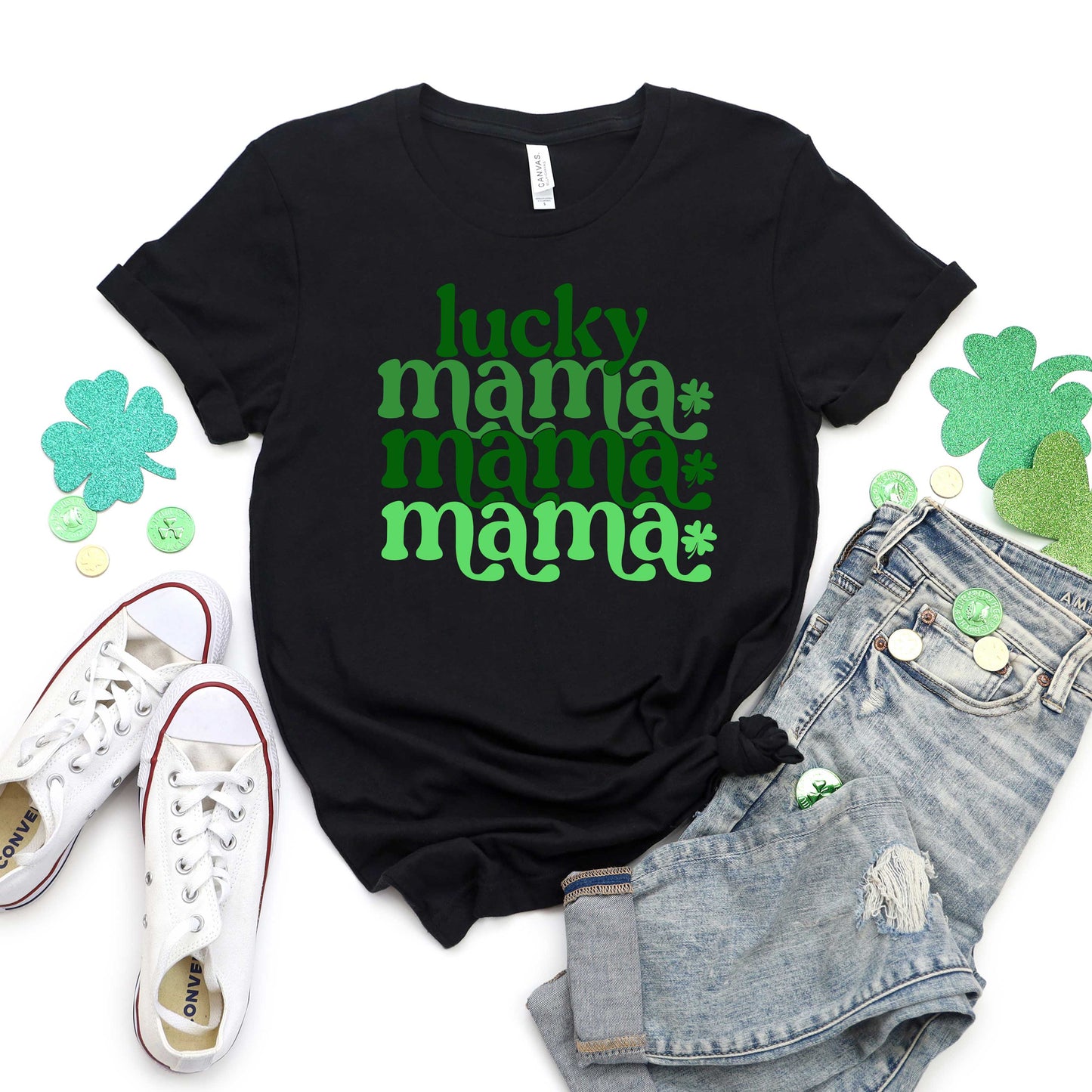 Lucky Mama Clovers Stacked | Short Sleeve Graphic Tee