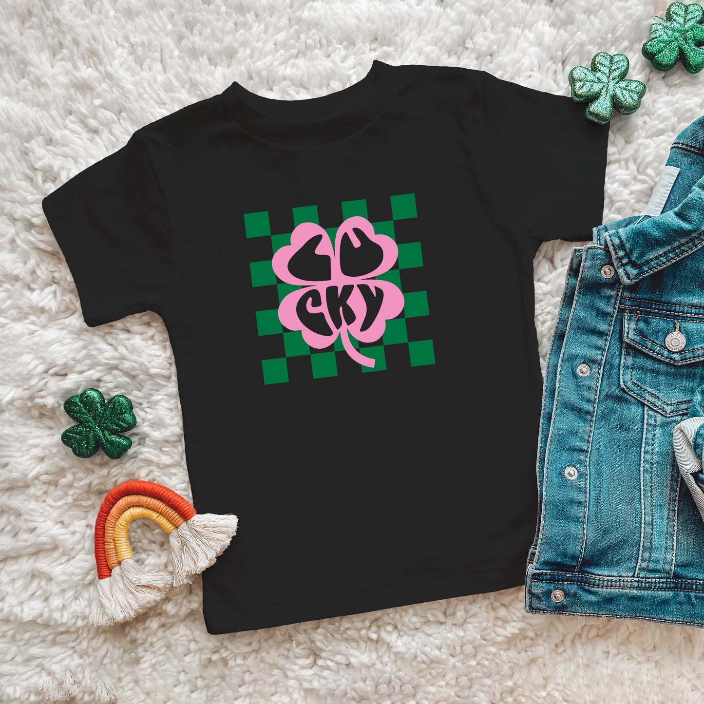 Lucky Clover Checkered | Youth Short Sleeve Crew Neck