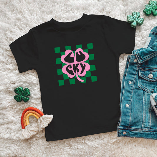 Lucky Clover Checkered | Youth Short Sleeve Crew Neck